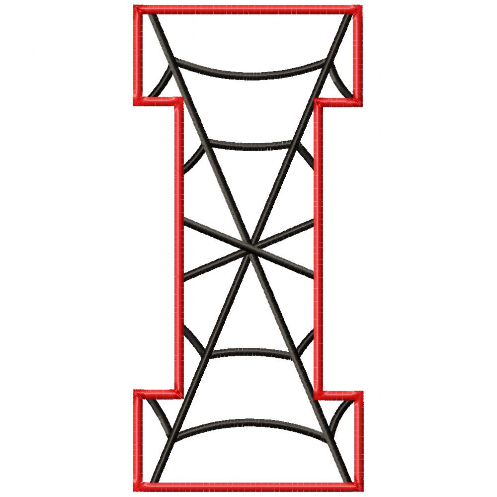 Monogram I Spider Web Letter I - Applique - Machine Embroidery Design