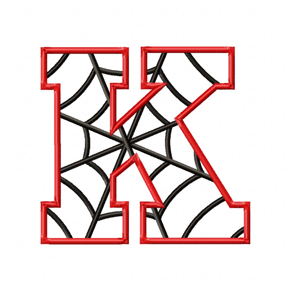 Monogram K Spider Web Letter K - Applique Embroidery
