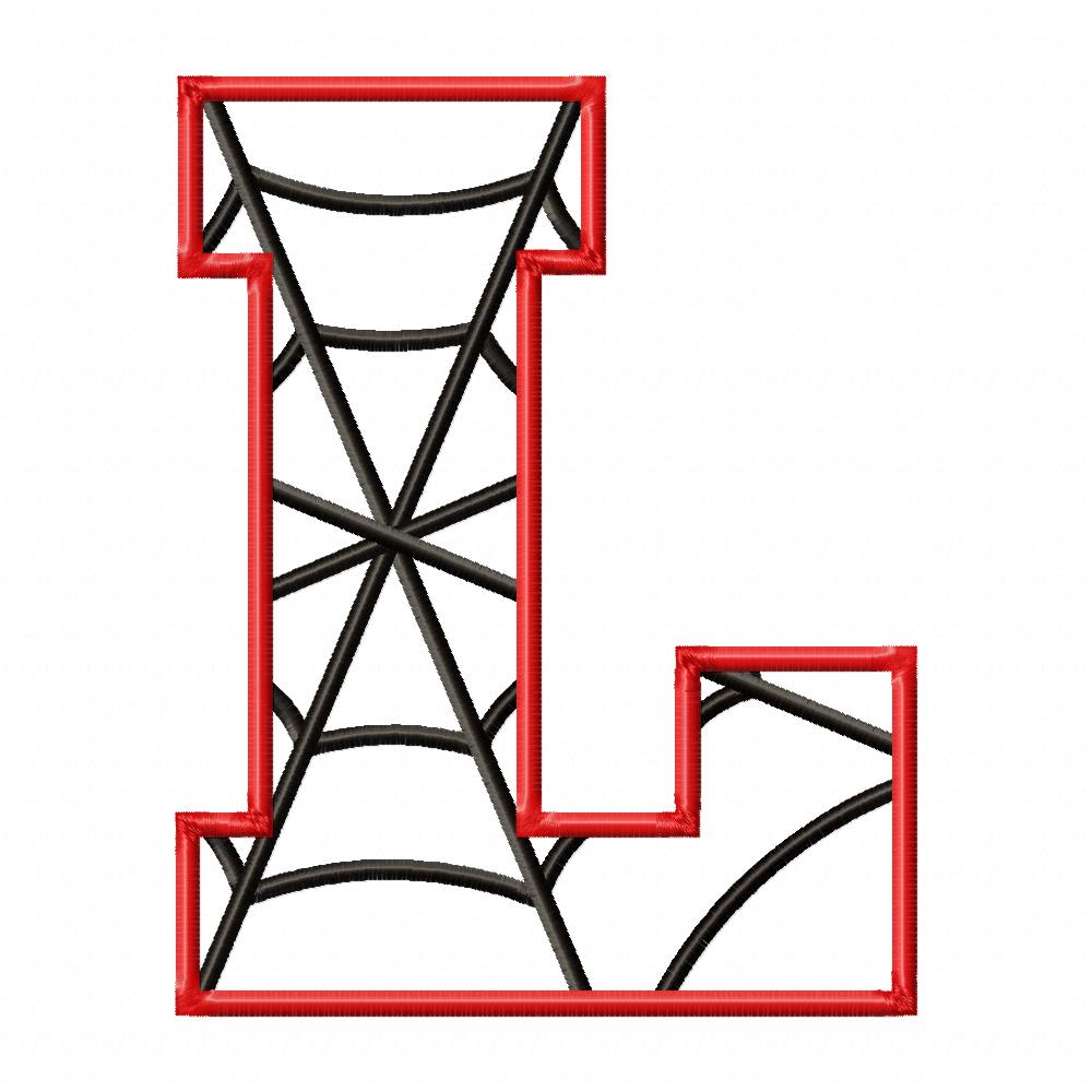 Monogram L Spider Web Letter L - Applique - Machine Embroidery Design