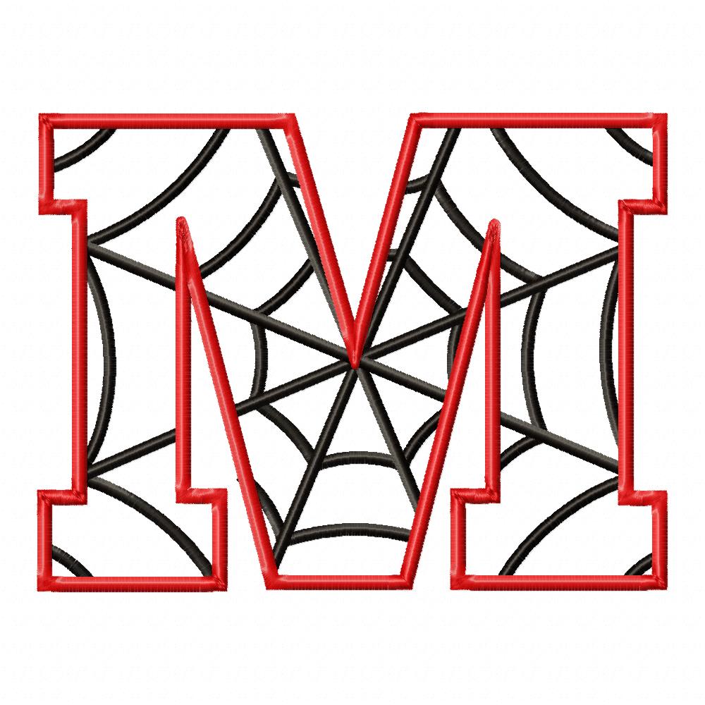 Monogram M Spider Web Letter M - Applique - Machine Embroidery Design