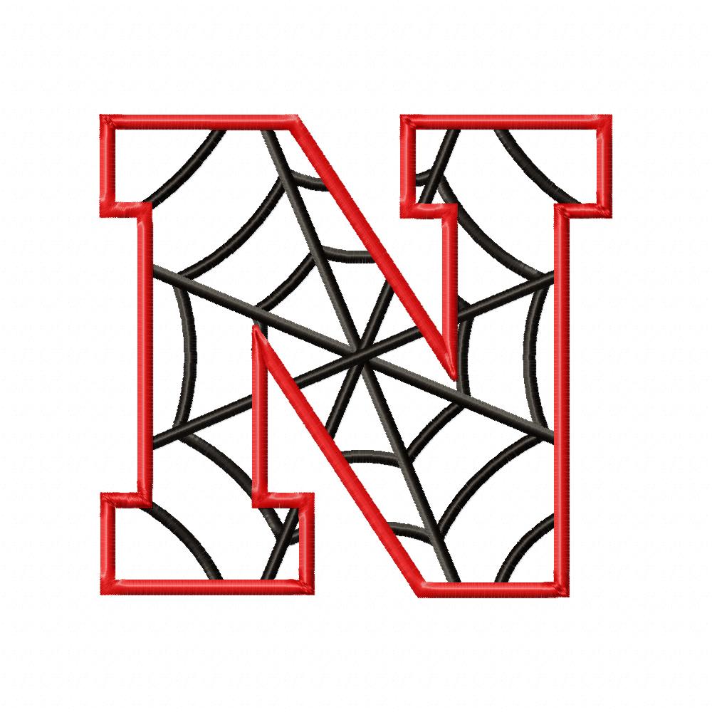 Monogram N Spider Web Letter N - Applique Machine Embroidery Design