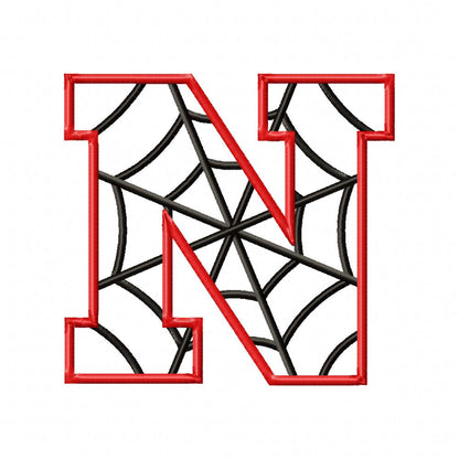 Monogram N Spider Web Letter N - Applique Machine Embroidery Design