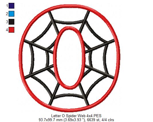 Monogram O Spider Web Letter O - Applique Machine Embroidery Design