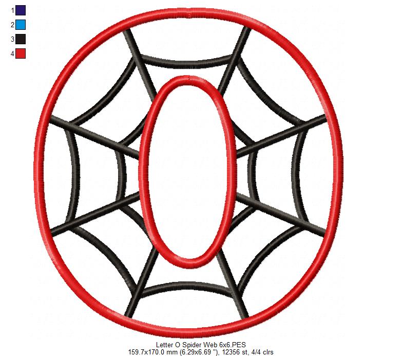 Monogram O Spider Web Letter O - Applique Machine Embroidery Design
