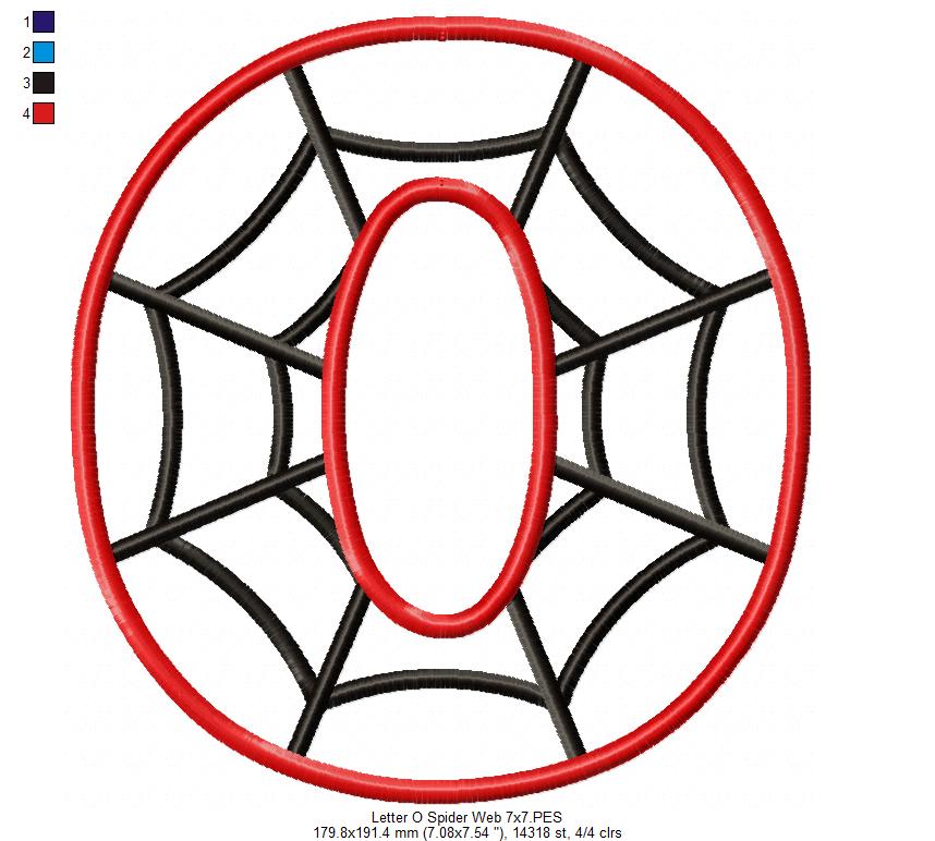 Monogram O Spider Web Letter O - Applique Machine Embroidery Design