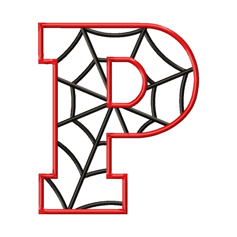 Monogram P Spider Web Letter P - Applique - Machine Embroidery Design