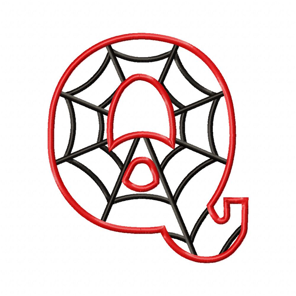 Monogram Q Spider Web Letter Q - Applique - Machine Embroidery Embroidery