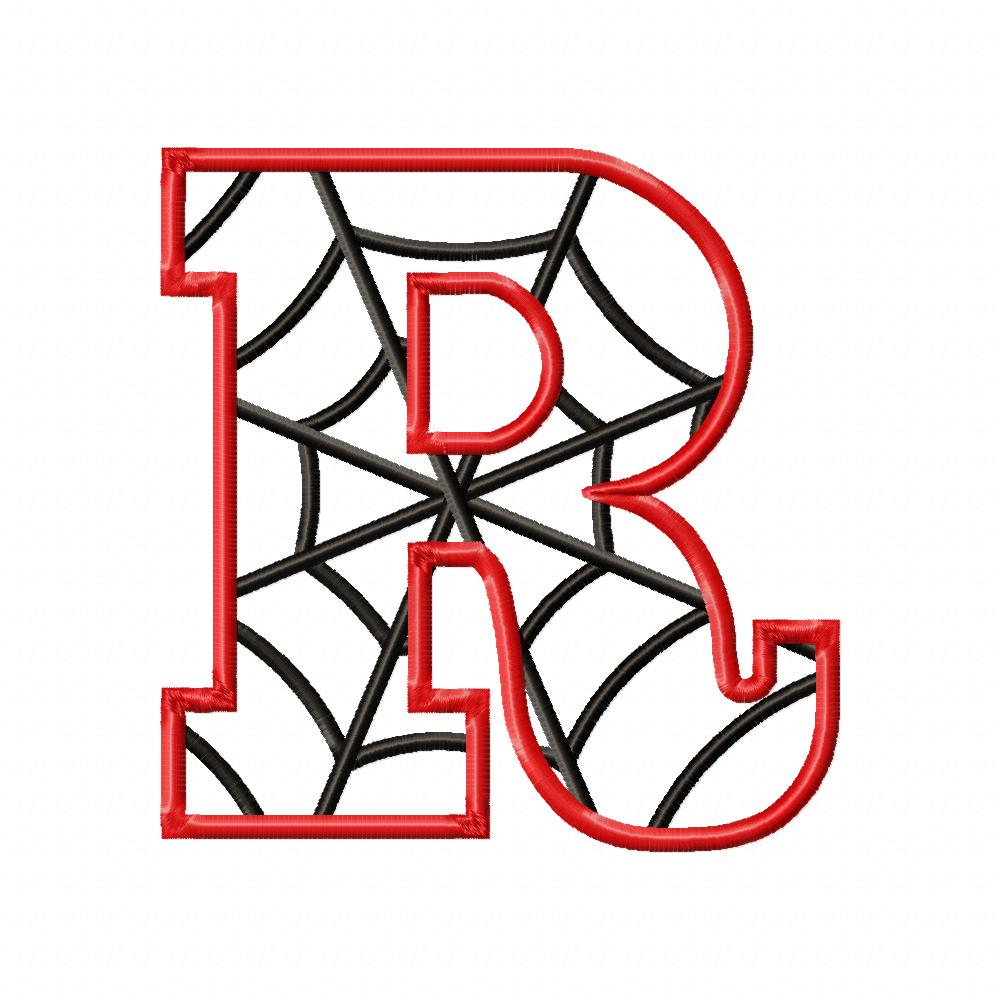 Monogram R Spider Web Letter R - Applique - Machine Embroidery Embroidery