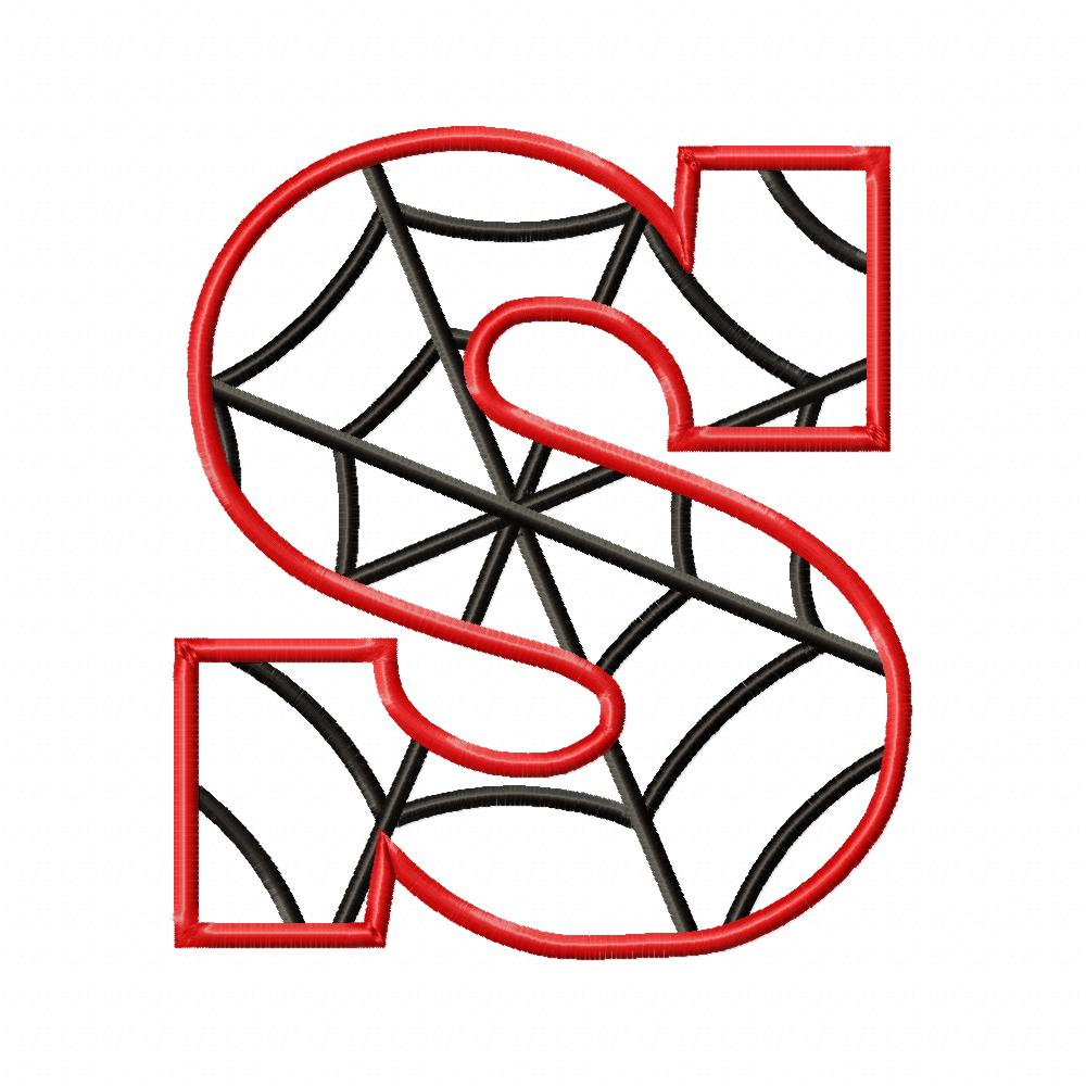 Monogram S Spider Web Letter S - Applique Machine Embroidery Design