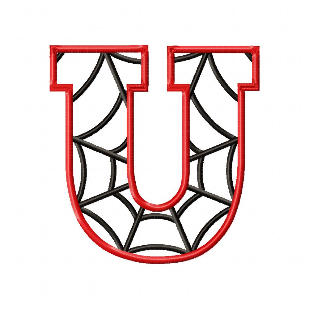 Monogram U Spider Web Letter U - Applique - Machine Embroidery Embroidery