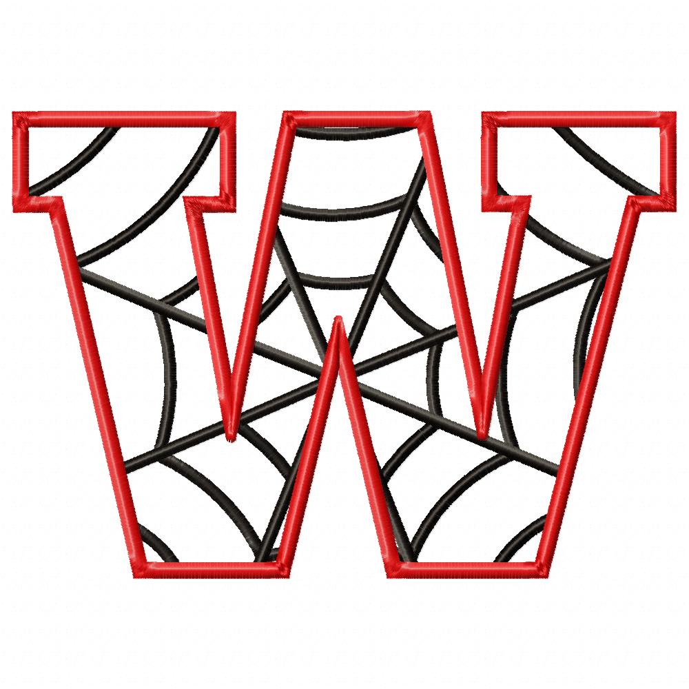 Monogram W Spider Web Letter W - Applique - Machine Embroidery Design