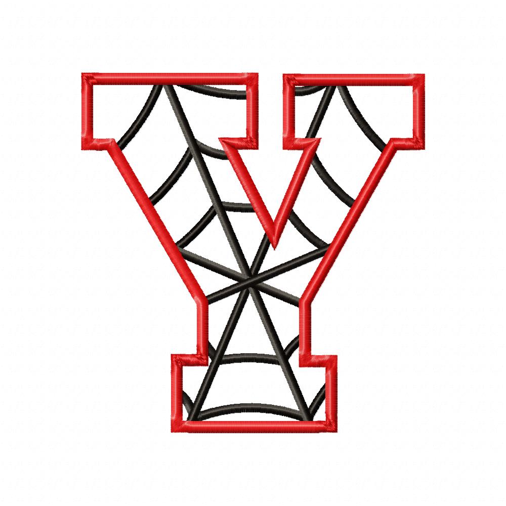 Monogram Y Spider Web Letter Y - Applique Machine Embroidery Embroidery