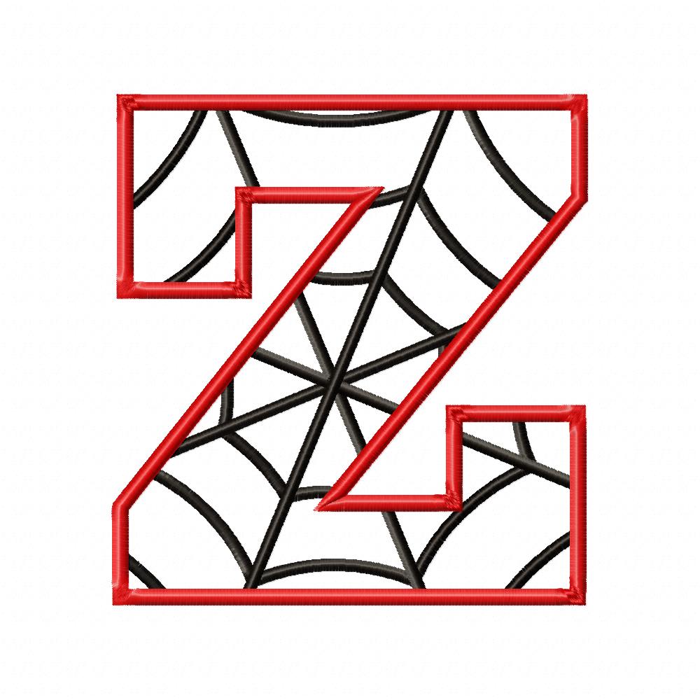 Monogram Z Spider Web Letter Z - Applique Machine Embroidery Embroidery