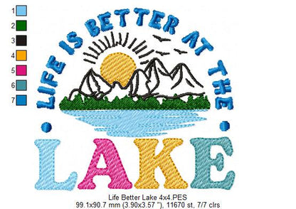 Life is Better at the Lake - Fill Stitch - Machine Embroidery Design