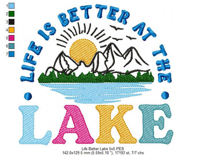 Life is Better at the Lake - Fill Stitch - Machine Embroidery Design