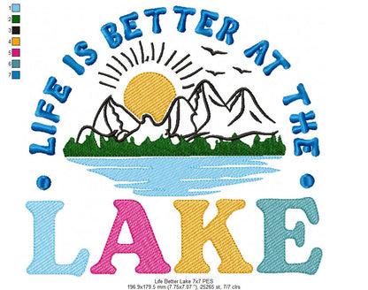 Life is Better at the Lake - Fill Stitch - Machine Embroidery Design
