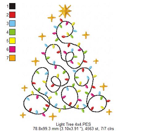 Christmas Tree of Lights - Fill Stitch - Machine Embroidery Design