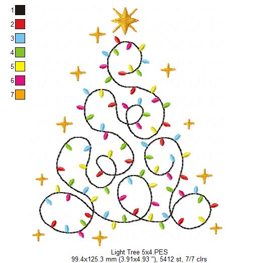 Christmas Tree of Lights - Fill Stitch - Machine Embroidery Design