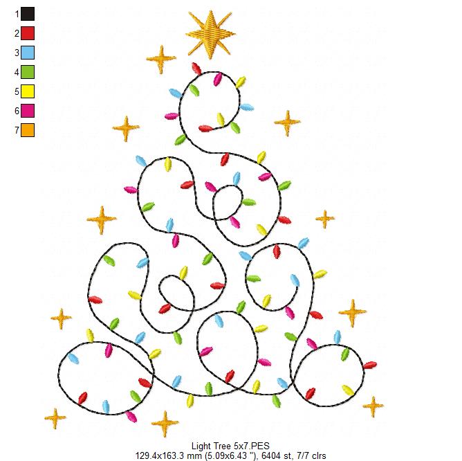 Christmas Tree of Lights - Fill Stitch - Machine Embroidery Design