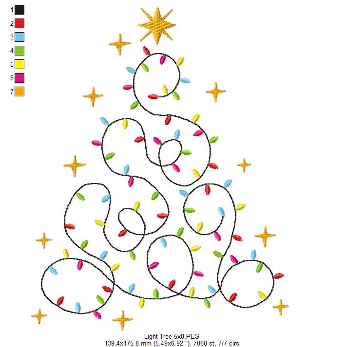 Christmas Tree of Lights - Fill Stitch - Machine Embroidery Design