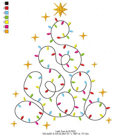 Christmas Tree of Lights - Fill Stitch - Machine Embroidery Design