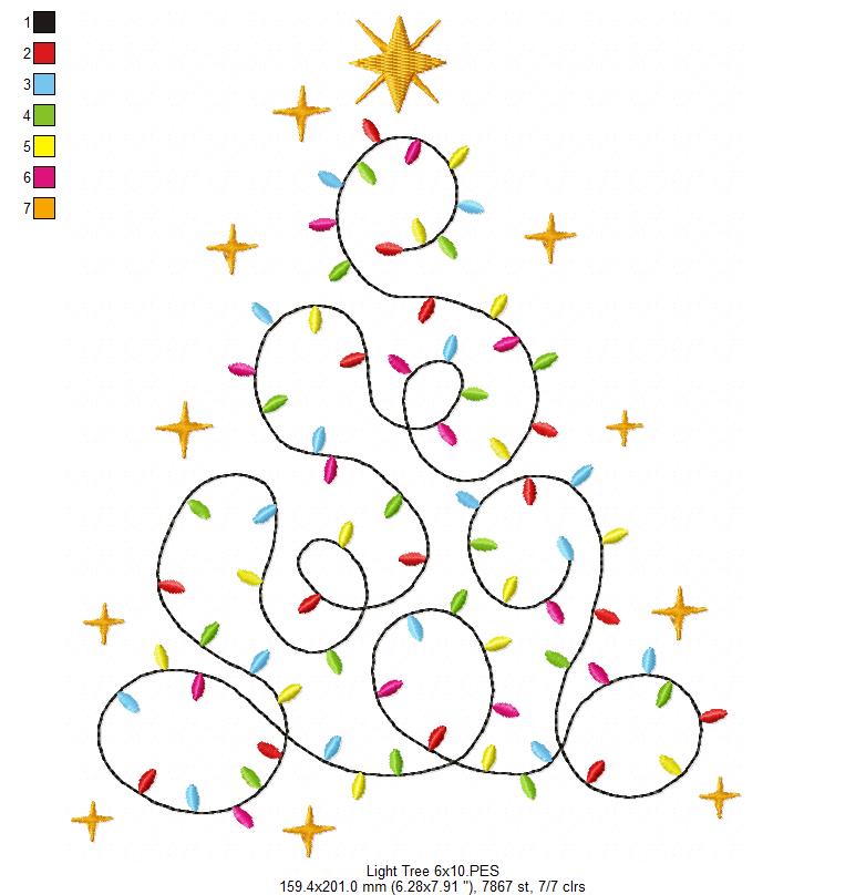 Christmas Tree of Lights - Fill Stitch - Machine Embroidery Design