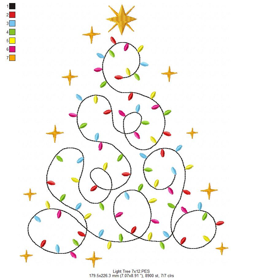 Christmas Tree of Lights - Fill Stitch - Machine Embroidery Design