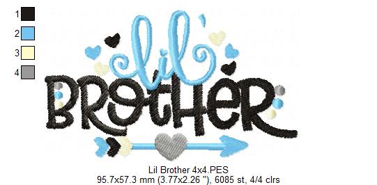 Lil' Brother Arrow and Hearts - Fill Stitch - Machine Embroidery Design