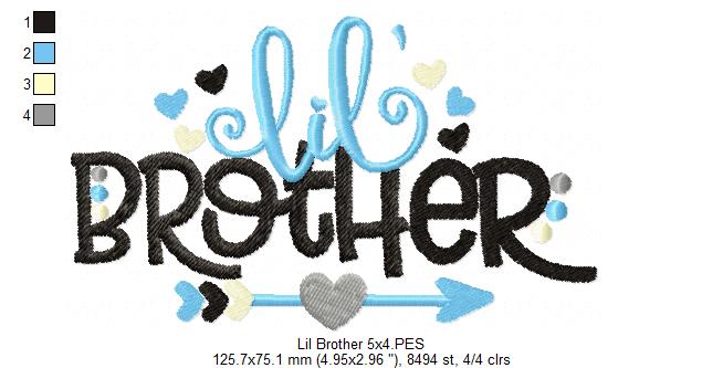 Lil' Brother Arrow and Hearts - Fill Stitch - Machine Embroidery Design