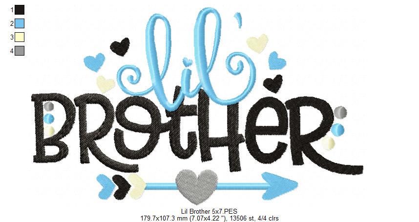 Lil' Brother Arrow and Hearts - Fill Stitch - Machine Embroidery Design