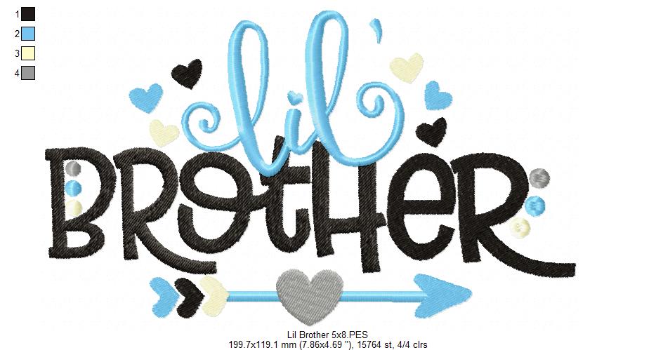 Lil' Brother Arrow and Hearts - Fill Stitch - Machine Embroidery Design