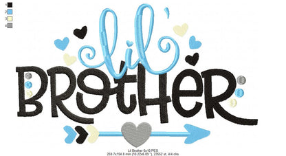 Lil' Brother Arrow and Hearts - Fill Stitch - Machine Embroidery Design