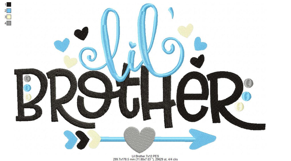 Lil' Brother Arrow and Hearts - Fill Stitch - Machine Embroidery Design