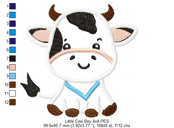 Little Cow Boy - Applique - Machine Embroidery Design