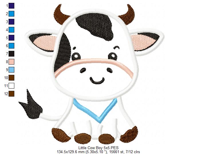 Little Cow Boy - Applique - Machine Embroidery Design