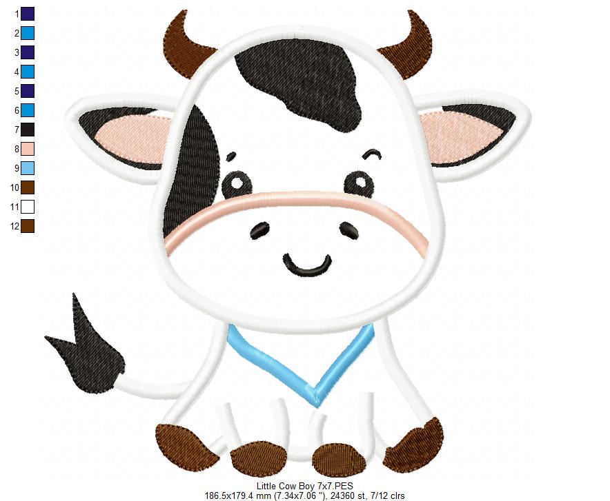 Little Cow Boy - Applique - Machine Embroidery Design