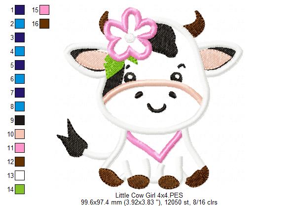 Little Cow Girl - Applique - Machine Embroidery Design