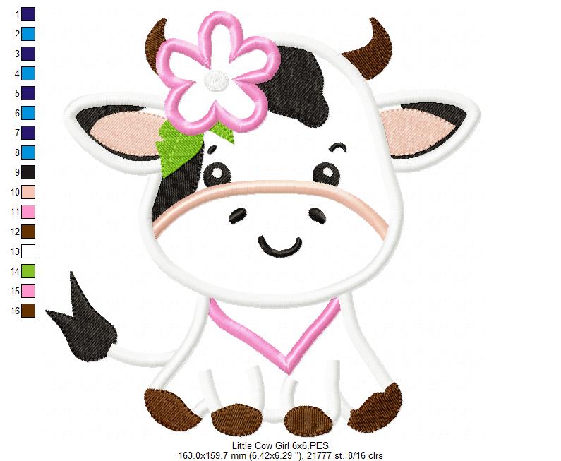 Little Cow Girl - Applique - Machine Embroidery Design