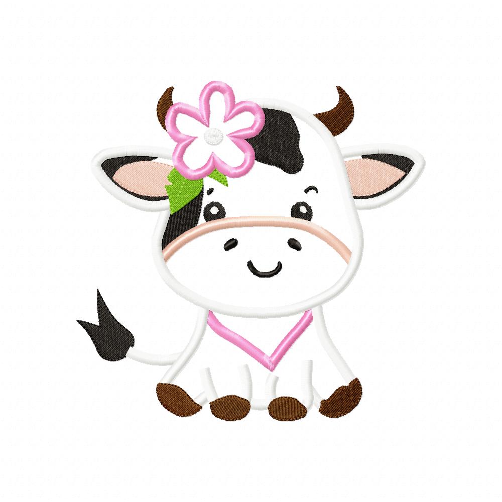 Little Cow Girl - Applique - Machine Embroidery Design