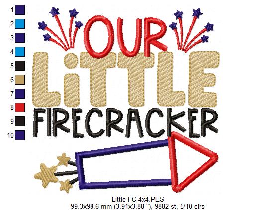 Our Little Firecracker 4th of July - Applique - Machine Embroidery Design
