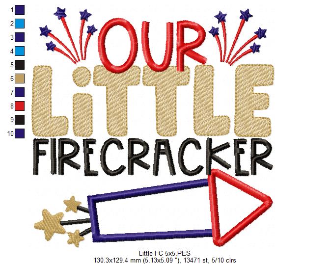 Our Little Firecracker 4th of July - Applique - Machine Embroidery Design