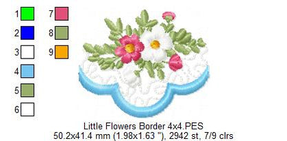 Little Flowers Delicate Border - Fill Stitch - Machine Embroidery Design