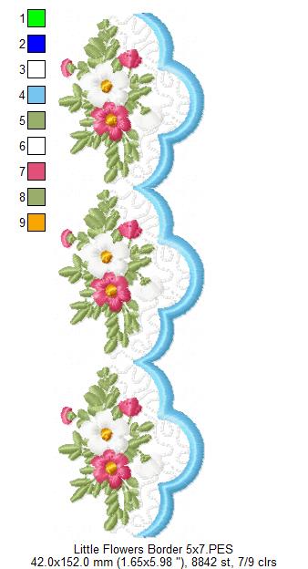 Little Flowers Delicate Border - Fill Stitch - Machine Embroidery Design