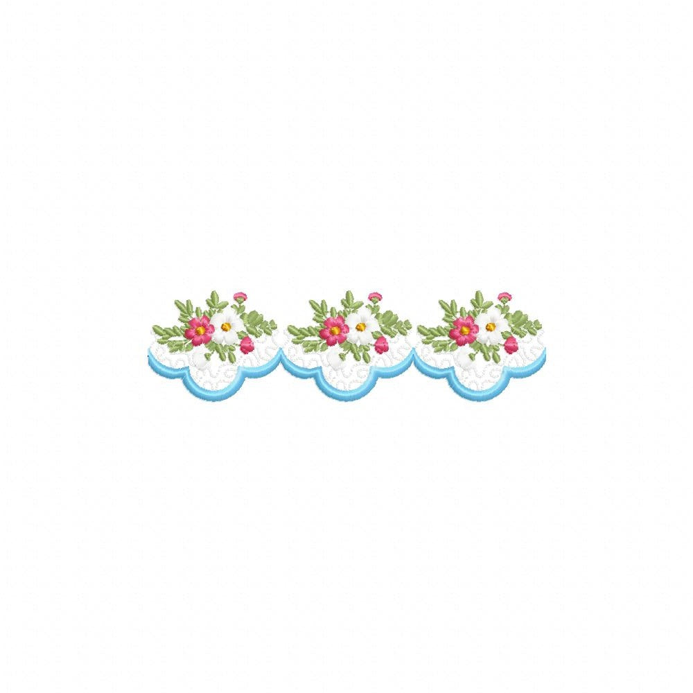 Little Flowers Delicate Border - Fill Stitch - Machine Embroidery Design