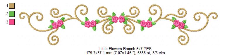 Little Flowers Branch - Fill Stitch - Machine Embroidery Design