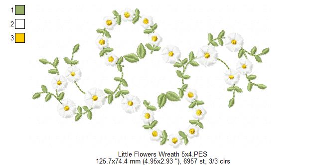 Little Flowers Floral Frame - Fill Stitch - Machine Embroidery design