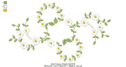 Little Flowers Floral Frame - Fill Stitch - Machine Embroidery design