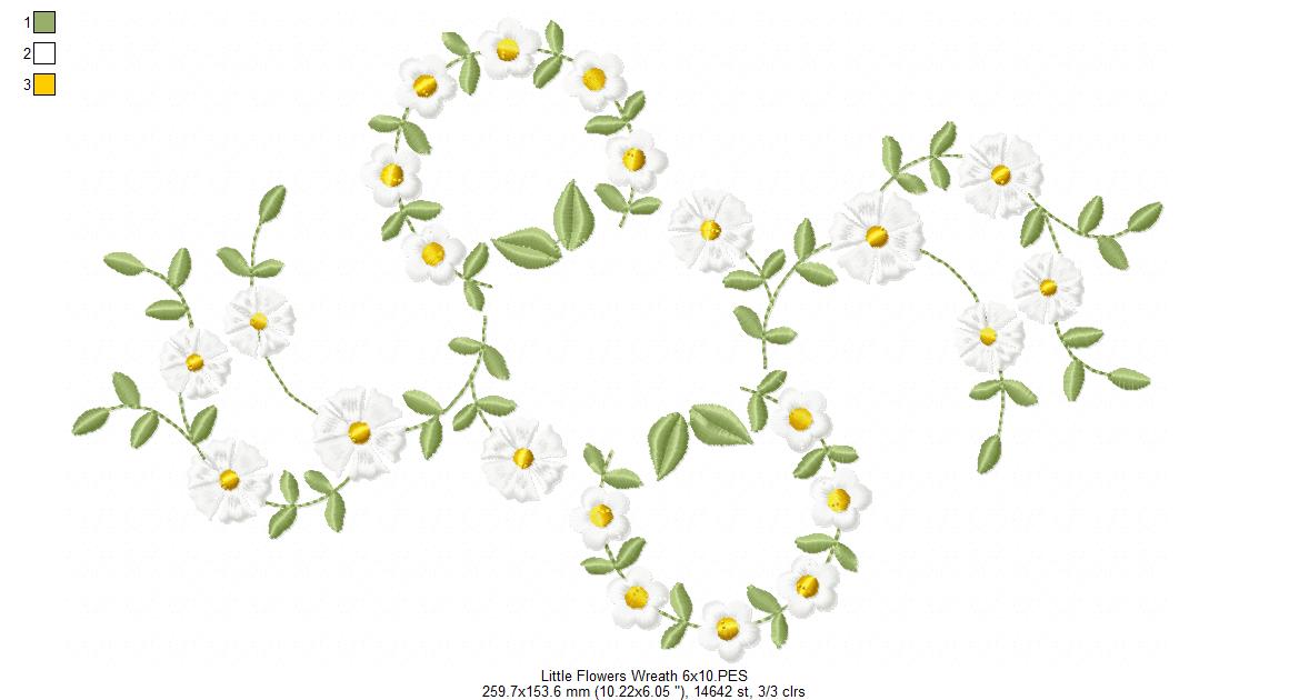 Little Flowers Floral Frame - Fill Stitch - Machine Embroidery design