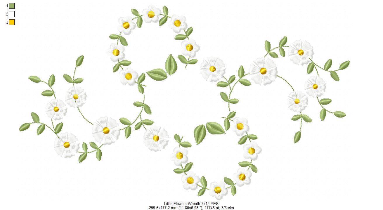 Little Flowers Floral Frame - Fill Stitch - Machine Embroidery design