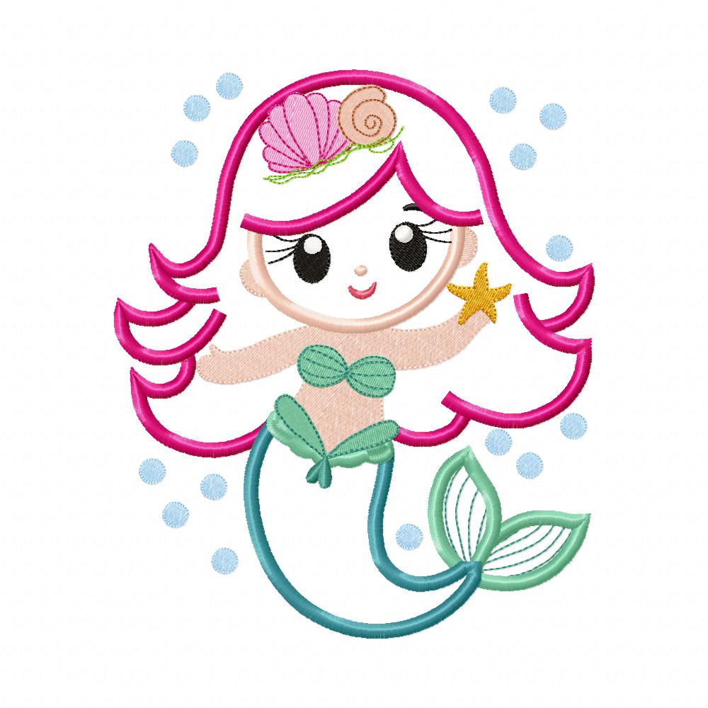 Little Mermaid - Applique - Machine Embroidery Design